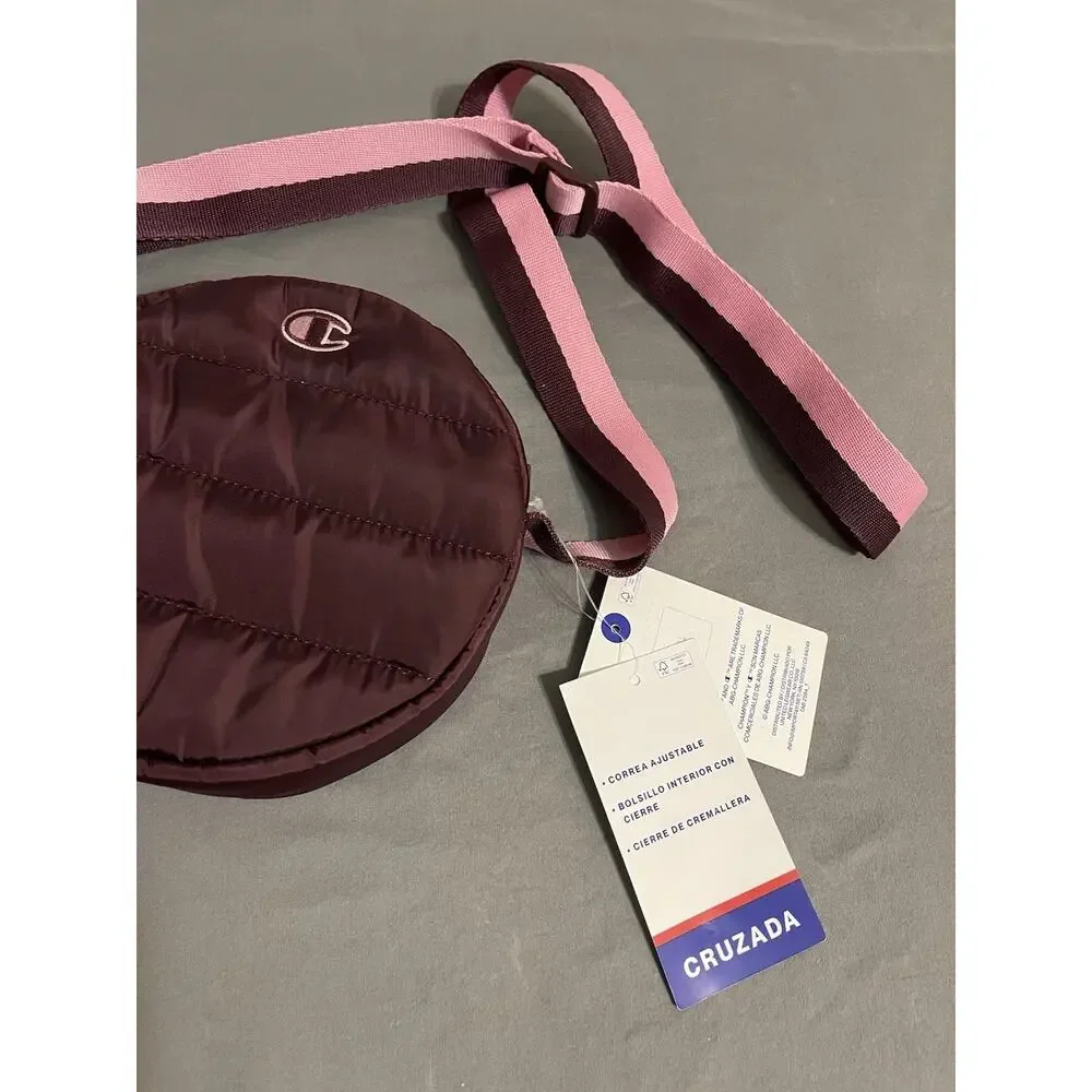 NWT Champion Quilted Crossbody Bag Maroon Pink Adjustable Strap